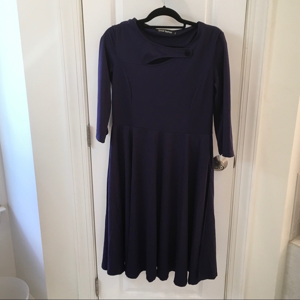 Oxiuli Fashion Knee Length Purple Fit&Flair Sz 2XL